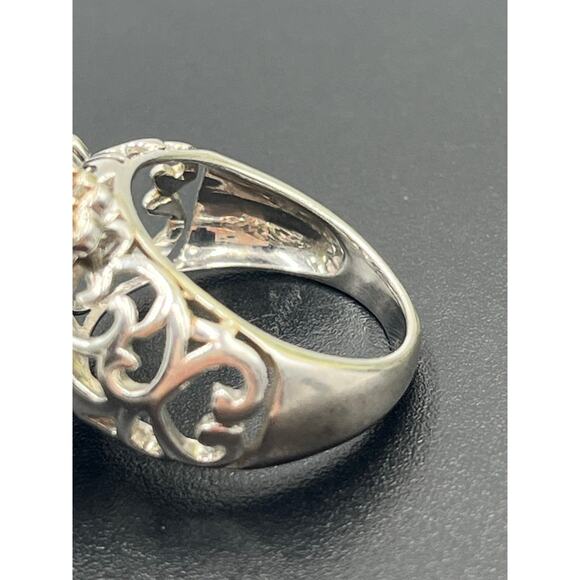 MDJ Michael Drechsler Sterling Silver Diamond Pave Flower Clover Ring Sz 6.5 - Picture 8 of 14